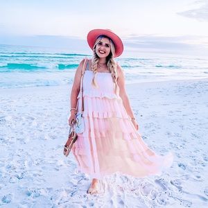 Ruffle pink gingham ruffle dress